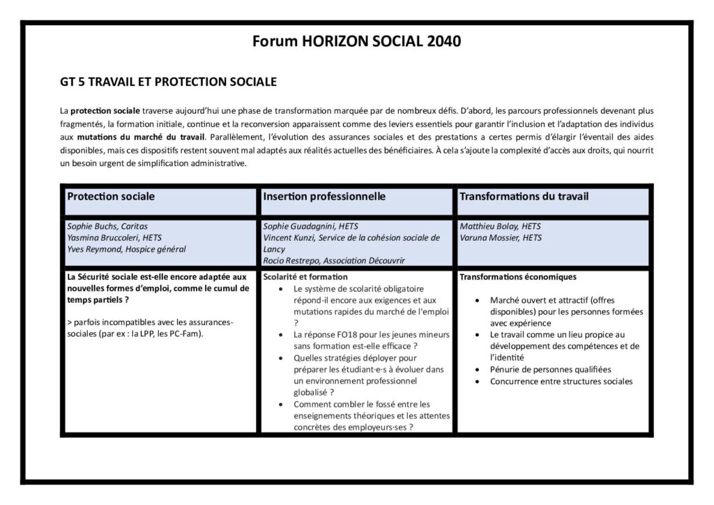TRAVAIL ET PROTECTION SOCIALE